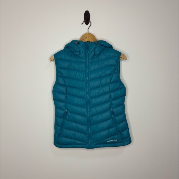 Montbell Women’s Highland Hooded Puffer Down Vest Blue Size Small - Picture 1 of 9